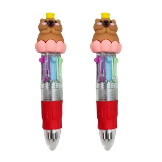 2 Piezas Bolígrafo Retráctil de 4 Colores Dibujos Animados Mini Bolígrafos a Base de Aceite para Estudiantes Escritura Suave Divertidas Suministros Escolares Premio de Aula para Niños.