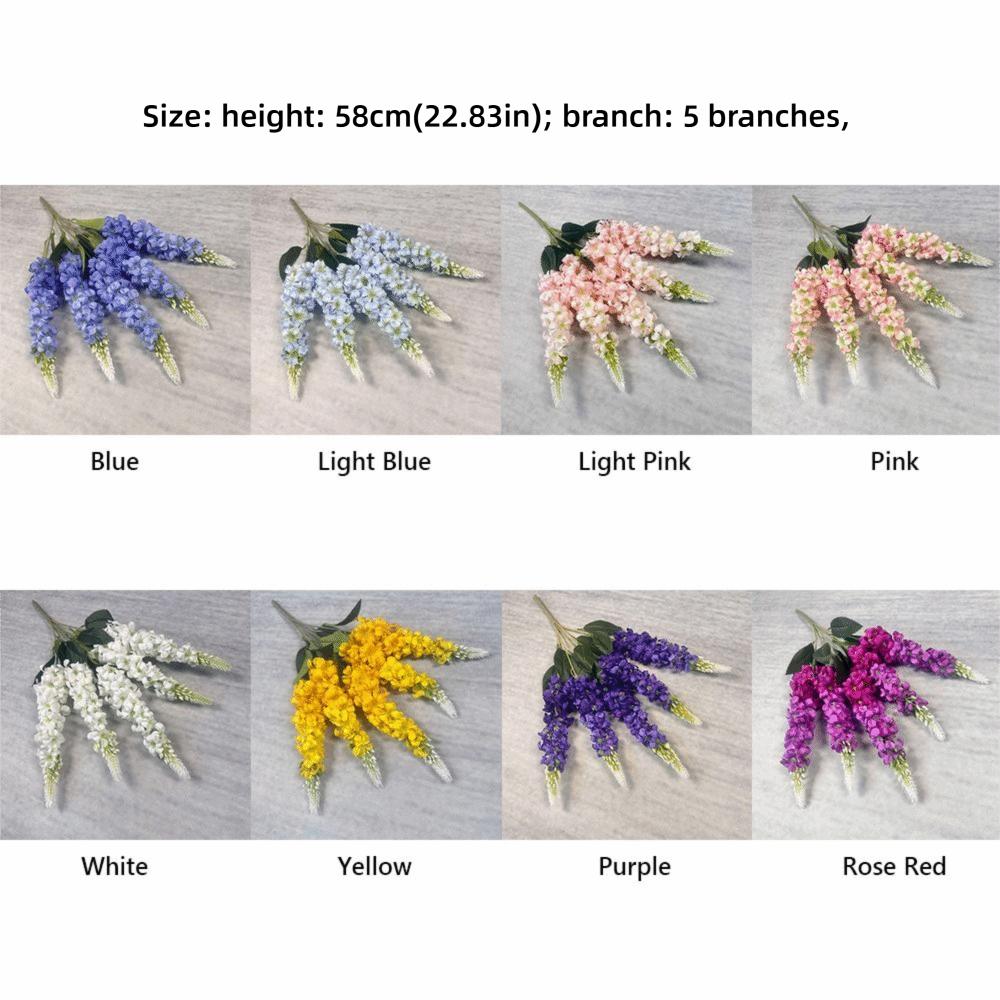5 Stems Hyacinth Artificial Flowers Multicolor Fake Delphinium Flowers  Party Supplies