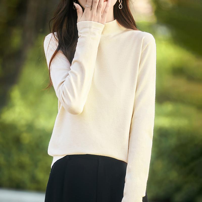 Dámský celoroční svetr z 50% vlny a 50% hedvábí | Lehký teplý pulovr z příze | Luxusní úplet z kašmírového hedvábí