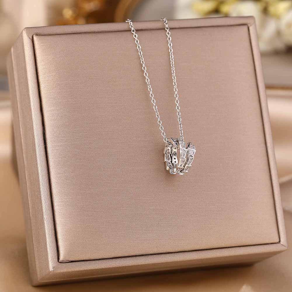 Women's Silver Titanium Steel Necklace with Micro-Inlaid Zircon - Elegant, Durable Clavicle Chain Jewelry