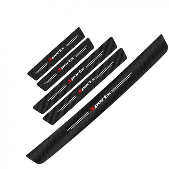 Car Door Scuff Sill Cover Panel Step Trunk Protector Stickers Carbon Fiber 5PCS