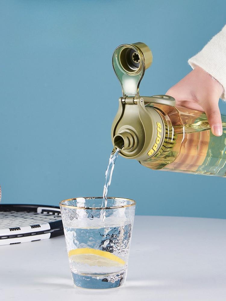 1L Sports Water Bottle Large Capacity Transparent Bottle Plastic Cup with Tea Filter Outdoor Travel Gym Fitness Water Bottle