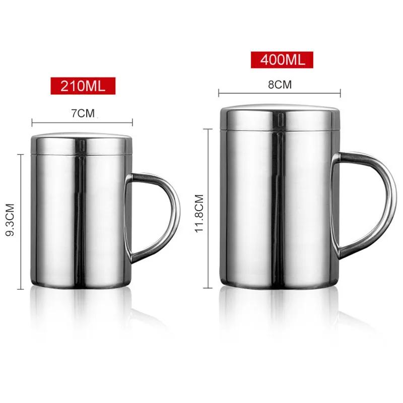 304 Stainless Steel Double Walled Mugs, Metal Coffee & Tea Cup Mug - Insulated Cups with Handles