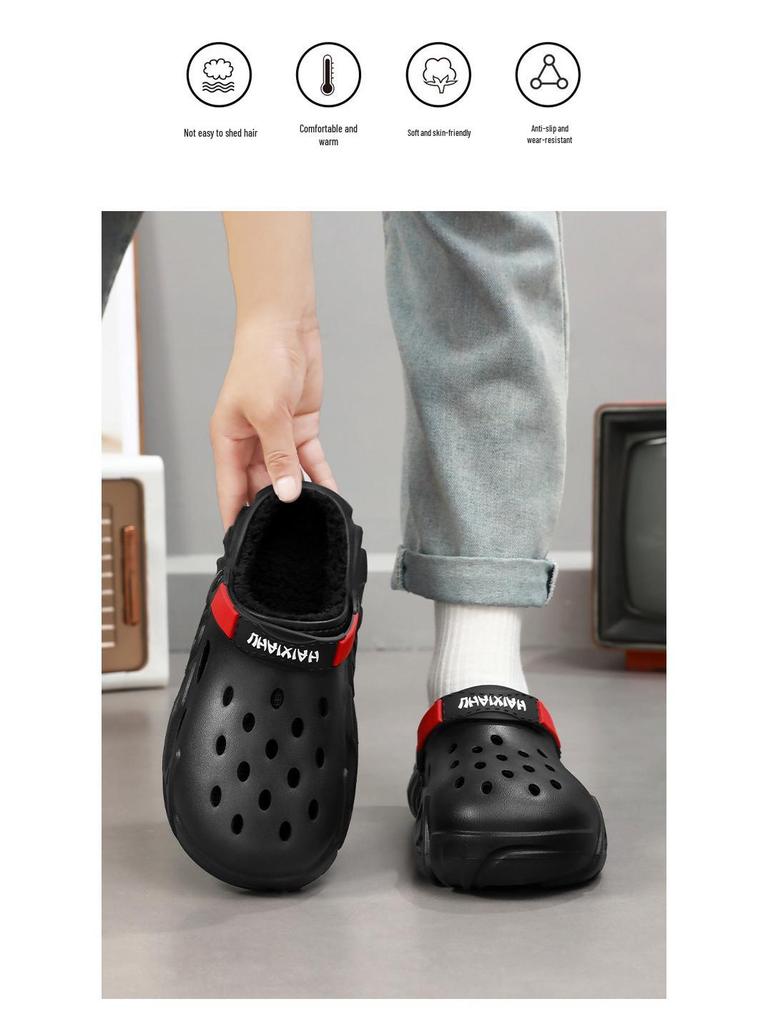 Fleece-Lined Cotton Slippers: Non-Slip, Soft Sole, Warm Office & Nurse Shoes for Autumn/Winter