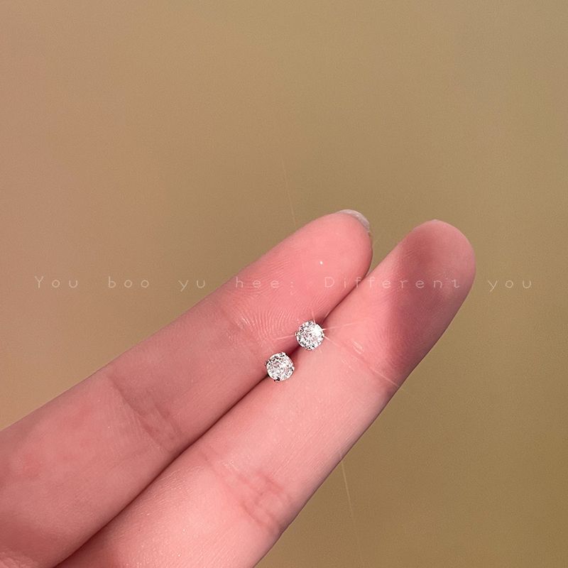 

S925 Sterling Silver Needle Shiny Diamond Ear Studs Women s Exquisite Petite Earrings Accessible Luxury Fancy Ear-Caring Ear Bone Stud Ear Rings A pair of 4mm earrings (silver needles)
