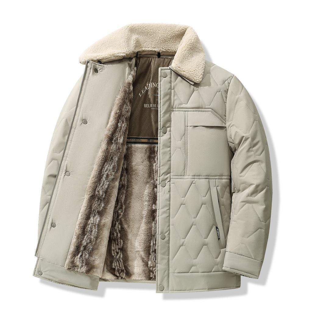 Flip Collar Versatile Detachable Hat Men's Thick Cotton Coat Business Casual Warm