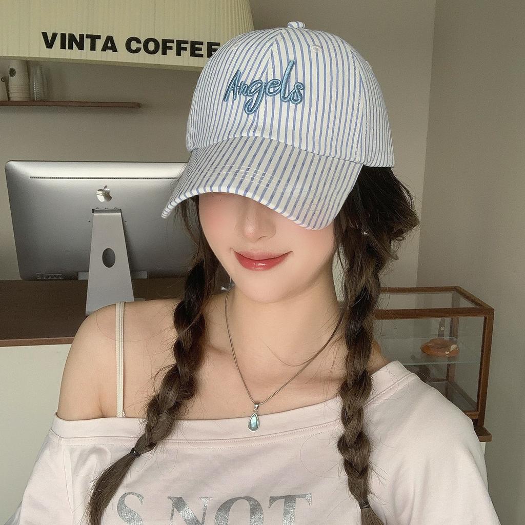 Striped Letter Embroidery Lady Cap Children Spring And Summer Small Fresh Sunshade Baseball Cap High Quality