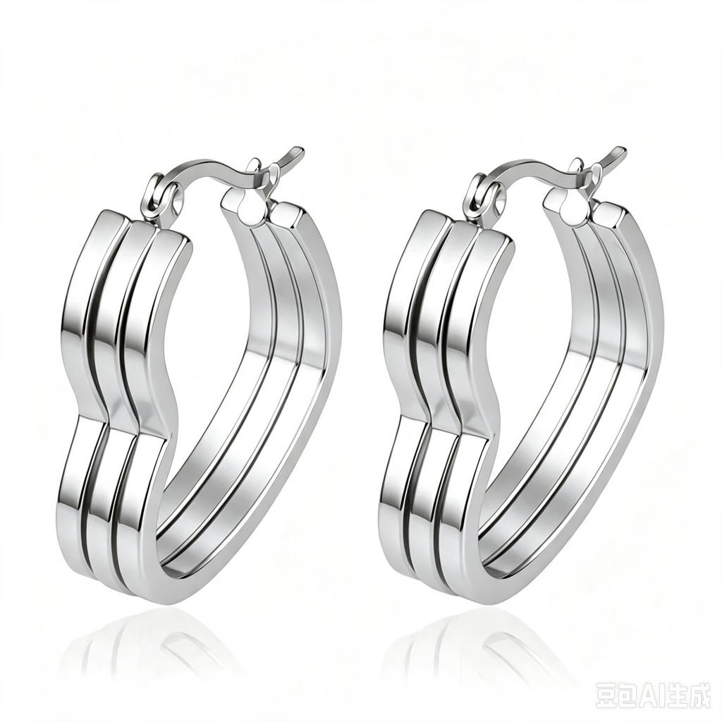 Direct supply multi-layer stainless steel earrings women's trend light luxury versatile earrings plated 18k earrings fashion