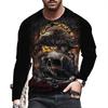 Autumn Winter Men's Pullover Long Sleeve Top Loose Fit Spring Skeleton Youth Men Round Neck Casual T-shirt