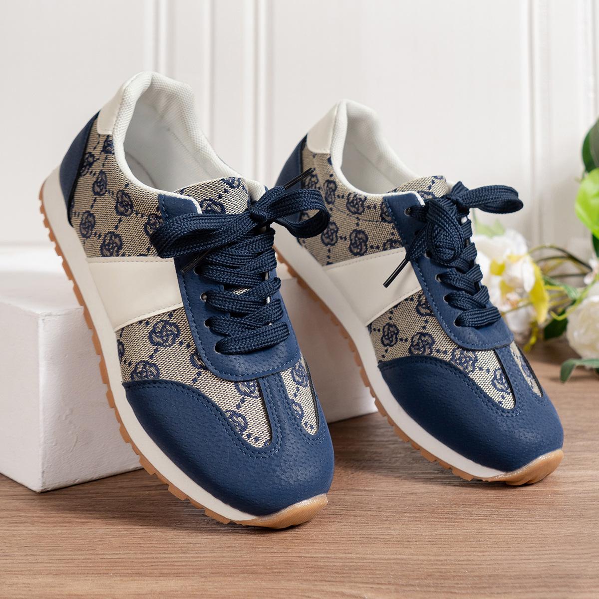 

Женская спортивная обувь большого размера из импортной торговли 2024 года, новая женская повседневная универсальная спортивная обувь в стиле ретро 36 синий