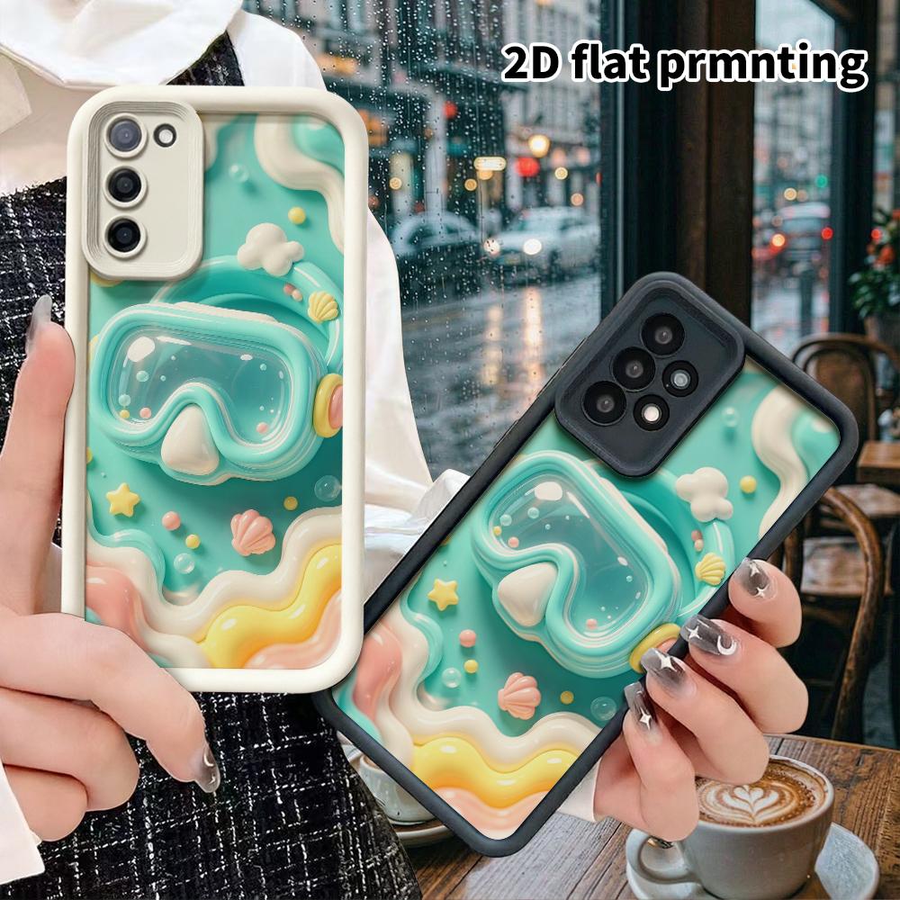 Phone case: 2D flat, suitable for Samsung Galaxy A34 A35 M05 M06 S20 S22 S21 FE Plus 5G protective case, diving goggles, perfect Christmas and Hallowe