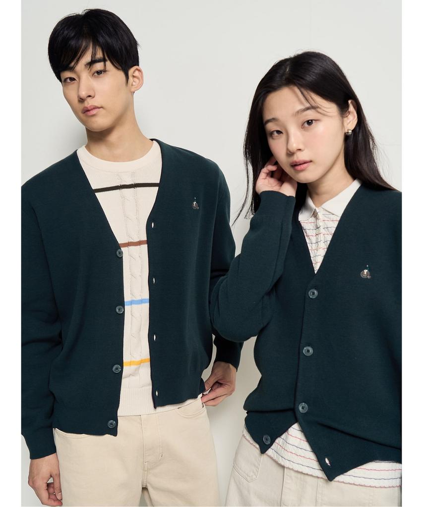 Binpolmen [Essential] Unisex Cotton Barrel B Cardigan Green