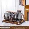 High-Temperature Resistant Tea Cup Set: Thickened Borosilicate Glass with Wooden Pistol Grip Handle