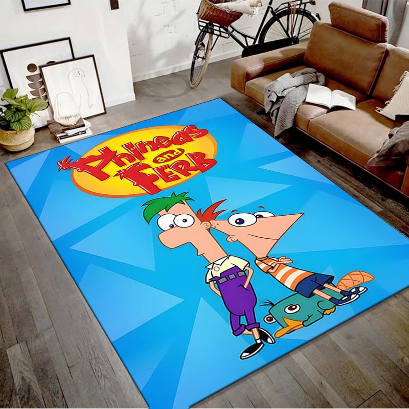 1pc P-Phineas and Ferb Design Printed Area Rug Carpet for Bedroom Living Room Home Decor Rugs Mat Non Slip Mat Rug for Bedside