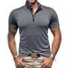 Men's New Outdoor Sports Short Sleeve Zipper Shirt American Standing Collar High Spring Quick Dry Short Sleeve T-shirt