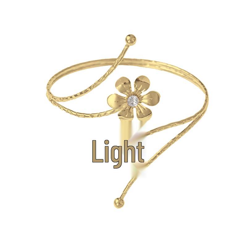 Schmetterling & Blume Metall Offener Armreif mit Eingesetzten Diamanten