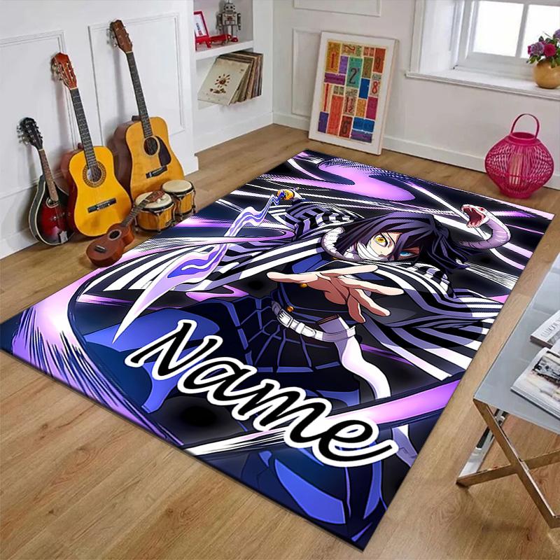 Custom Demon Slayer Mat Personalized Name, Polyester Washable Indoor Entryway Rug, Gift for Christmas, Easter, Thanksgiving Day