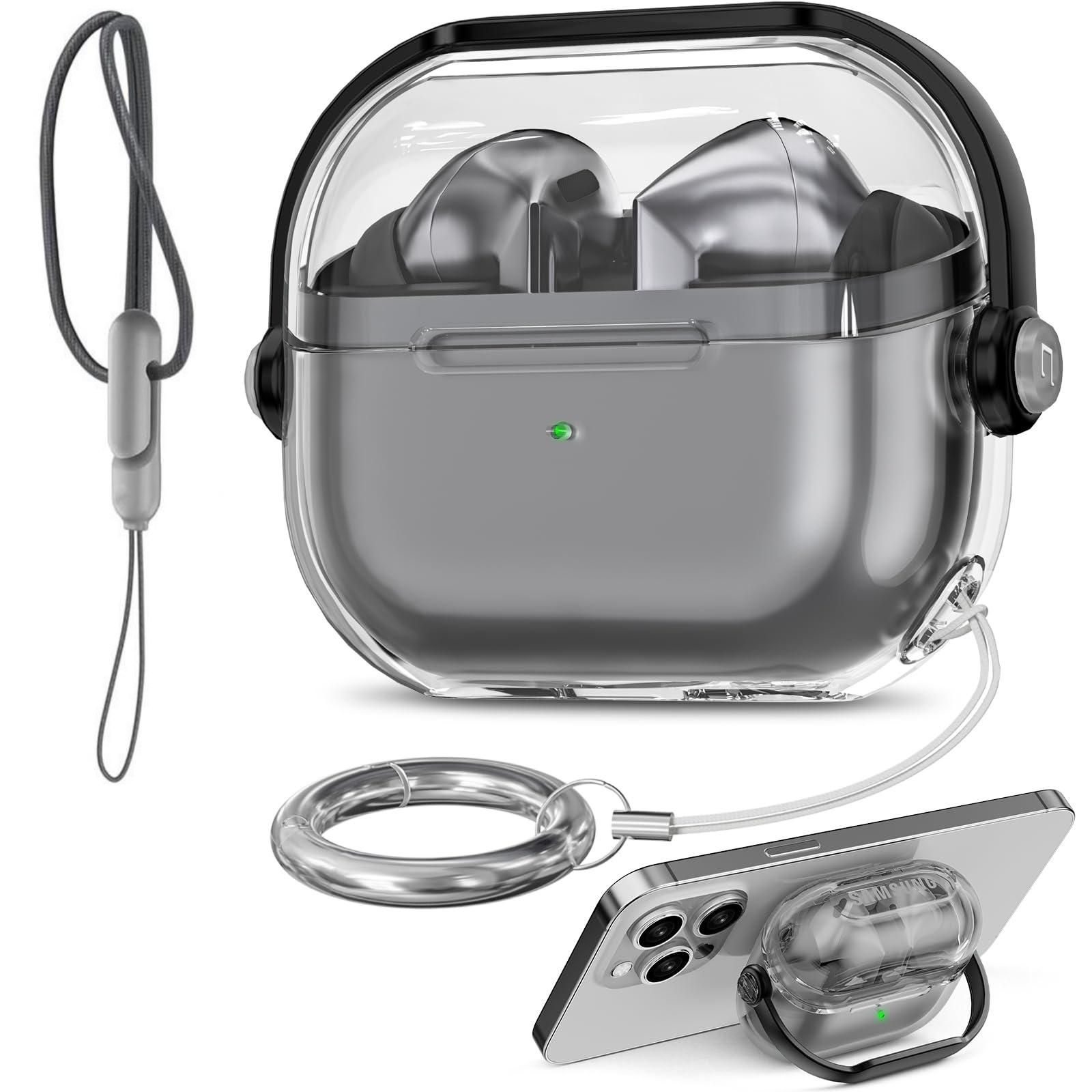 

Прозорий чохол-замок для Samsung Galaxy Buds 3/3Pro зі шнурком-брелоком, милий музичний дизайн, захисний чохол для Samsung Galaxy Buds 3 For Galaxy Buds 3Pro чорний