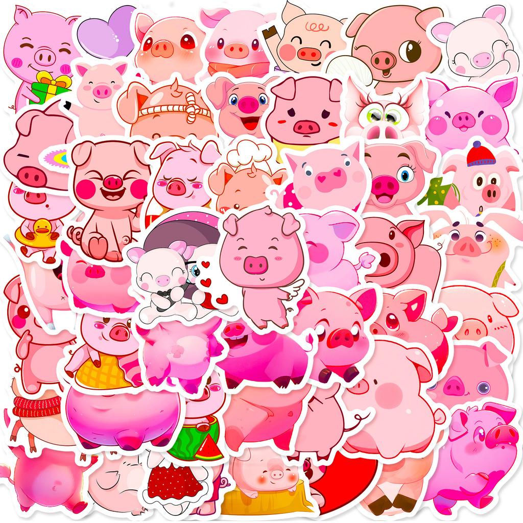 50 Cartoon Cute Pink Pig Pig Graffiti Stickers Korean Version Ins Style Girl Pink Pig Stickers