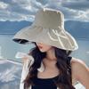 Sunscreen visor hat women's summer vinyl empty top sun hat light big brim face covering foldable bucket hat
