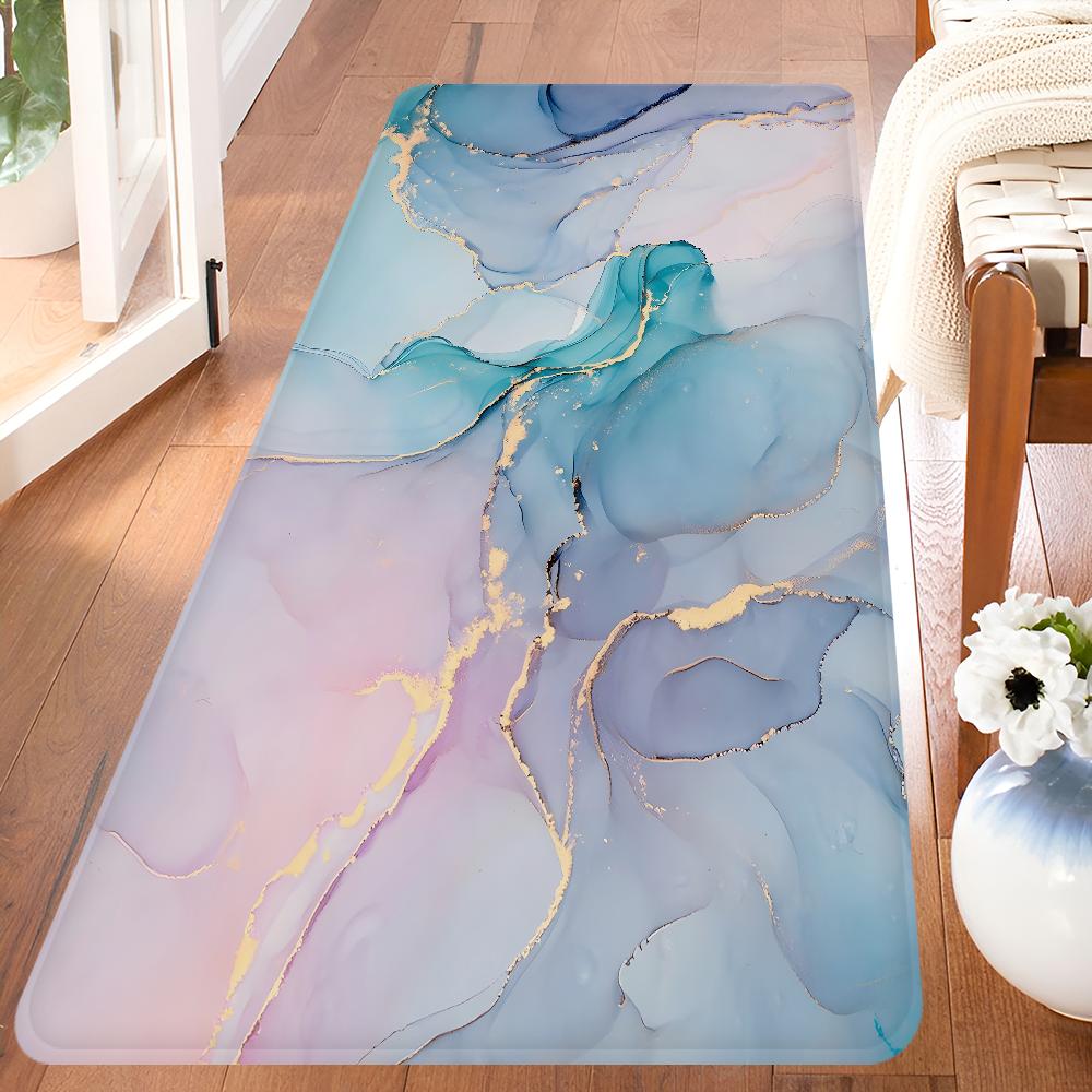 Kolor Niebieski Złoty Biały Marmur Obszar Przedpokój Dywan Antypoślizgowa Mata do Pralni Wystrój Pralni Balkon Dziecko Pokój Dzienny Dywanik do Toalety