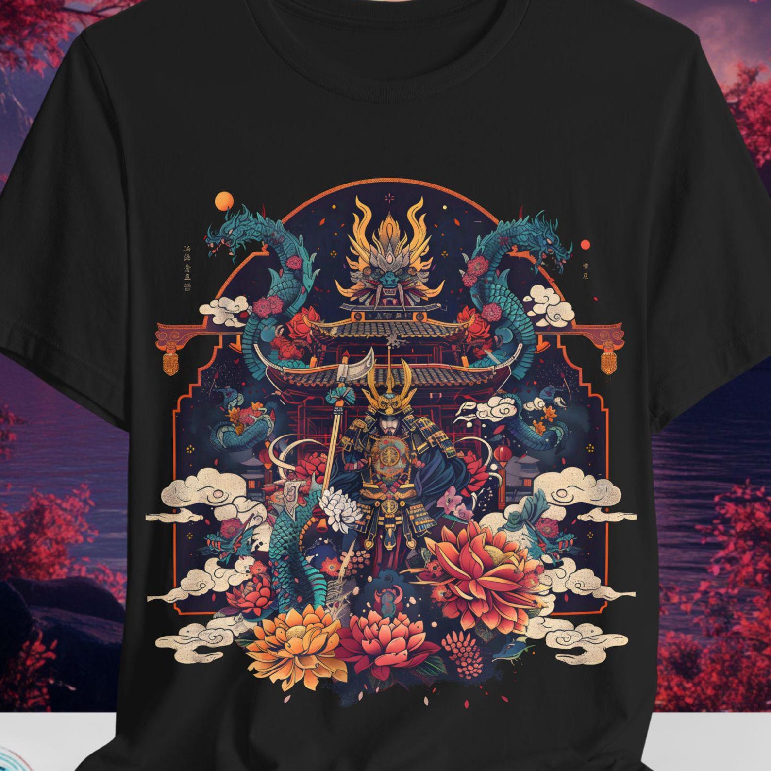 Samurai Dragon T-Shirt | Japanese Tattoo Art, Warrior Tee S