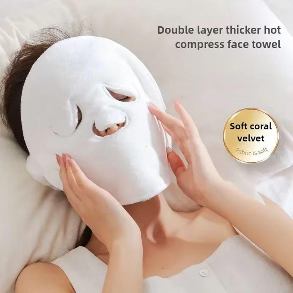 1Pcs New 3 Holes Hot Compress Towel Absorbent Soft Facial Steam Towel Reusable Gentle Skin Care Mask Home Spa Daily