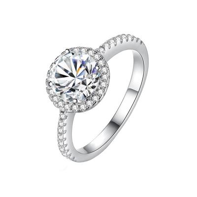 D Color 3ct Moissanite Ring Round Package Women's Ring Sterling Silver S925 Platinum Plated Silver Engagement Ring Wedding Ring Gift for Girlfriend