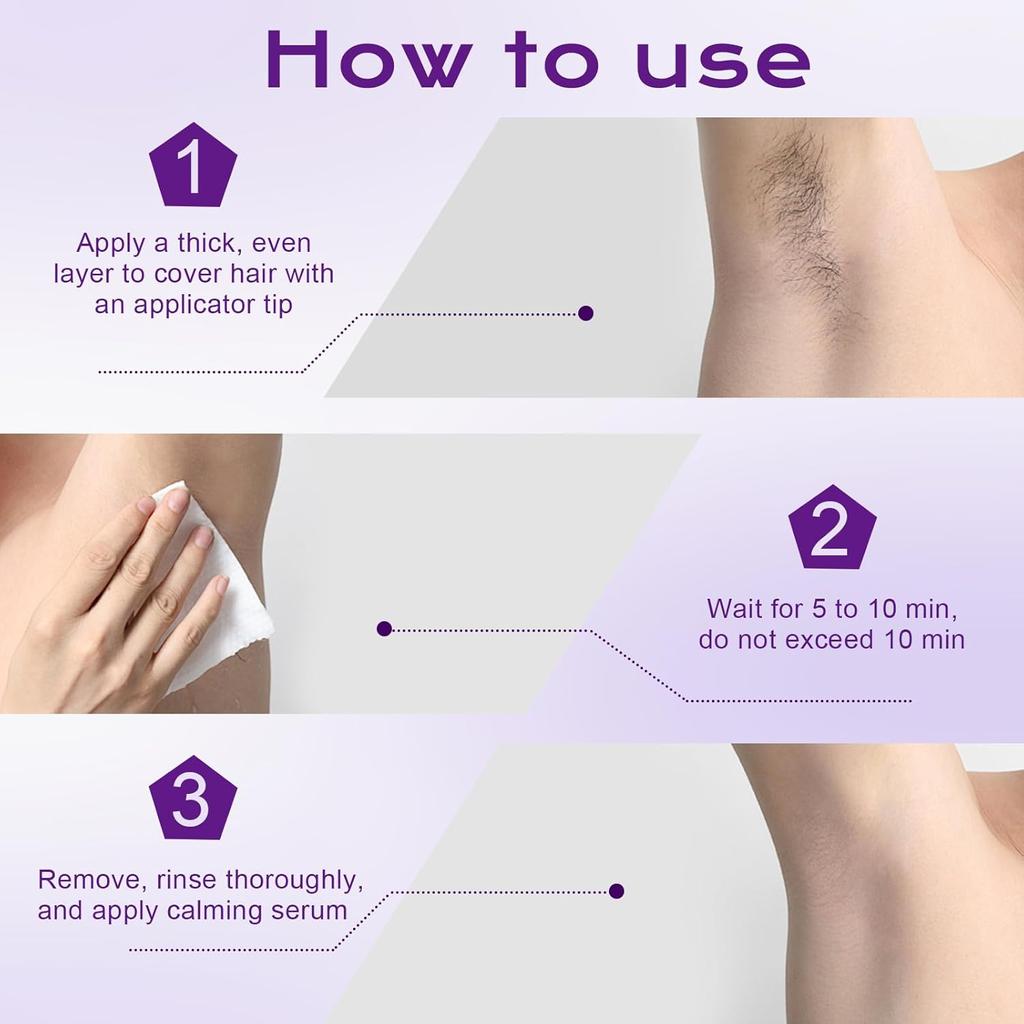 Body Hair Removal Cream for Sensitive Skin, Painless Depilatory Cream with Spatula Applicator, Durable and Smooth for Men and Women, Gentle Formula