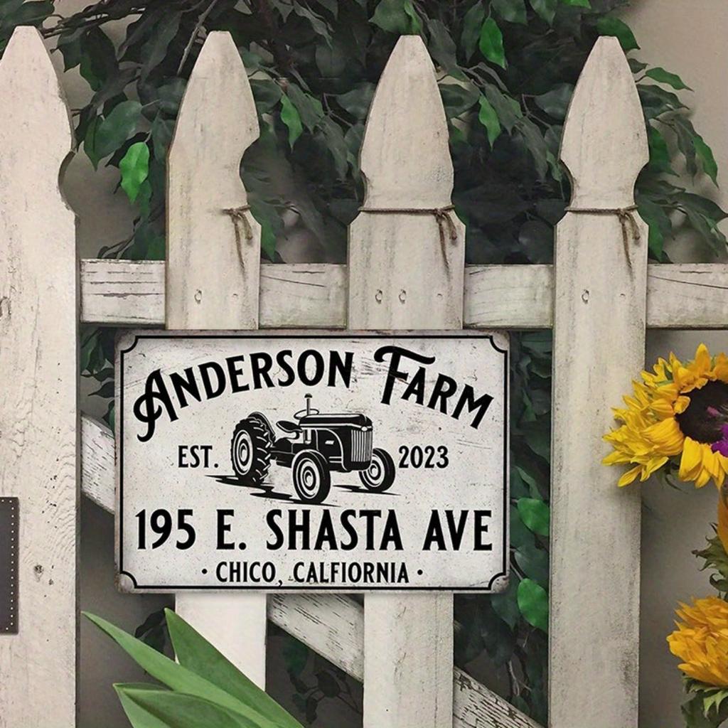 Personalized Metal Sign Custom Text Address Plaque Farmhouse Outdoor Wall Decor