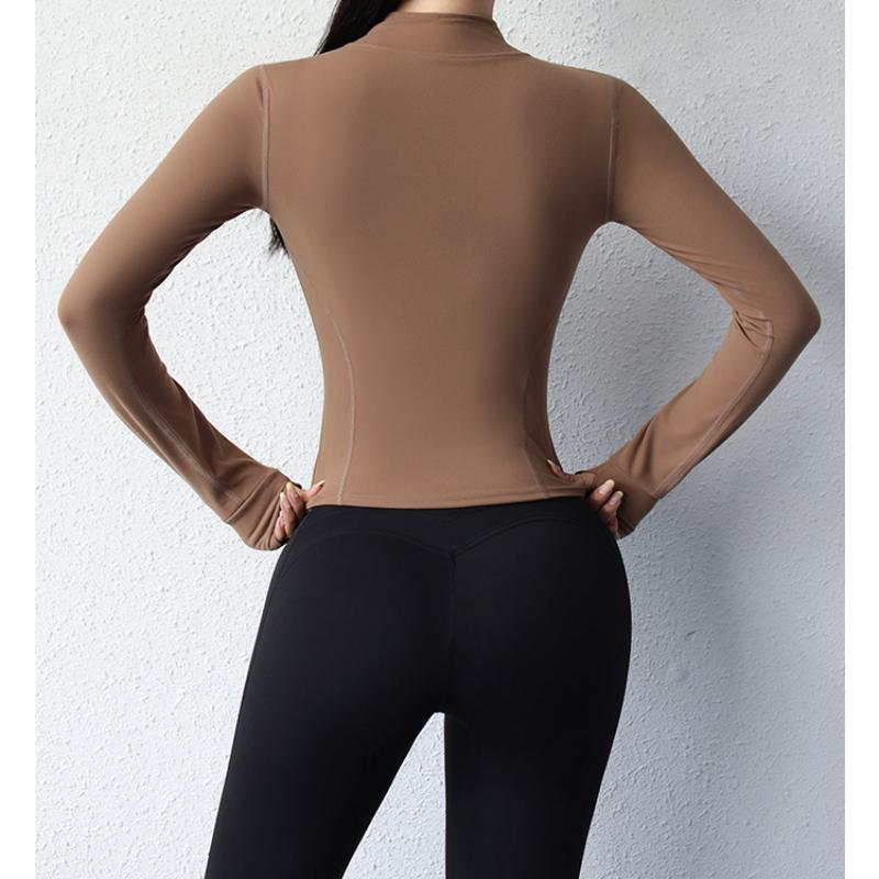 Nový jógový kabát, krátká sportovní bunda, dámské fitness oblečení, zeštíhlující postava, jógová bunda na zip