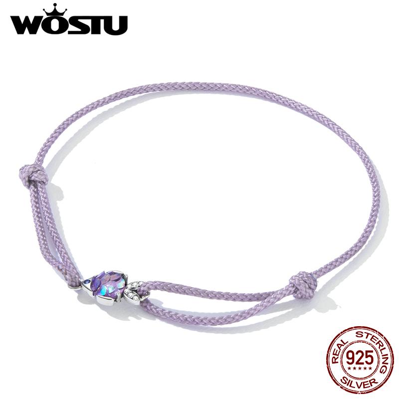 WOSTU 925 Sterling Silver Cute Orange Sun Bracelet For Women Simple Stylish Jewelry Bracelet