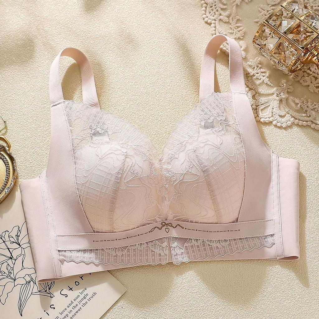 New Lace Lift Upper Support Without Steel Ring, Breast Adjustment Bra Cover Gathers Thin Cup