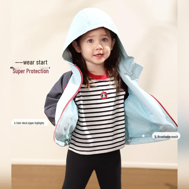 LUSON Baby Girl Color-Block Windbreaker Jacket