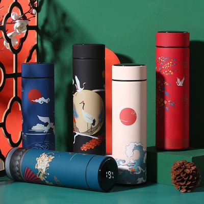 China Wind 304 Stainless Steel Thermos Cup Digital Display Water Cup Intelligent Temperature Measuring Multifunctional Teacup