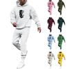 Men's Solid Color Flag Print Hooded Universal Versatile Hooded Sweatshirt Sweatpants Casual Sports Suit