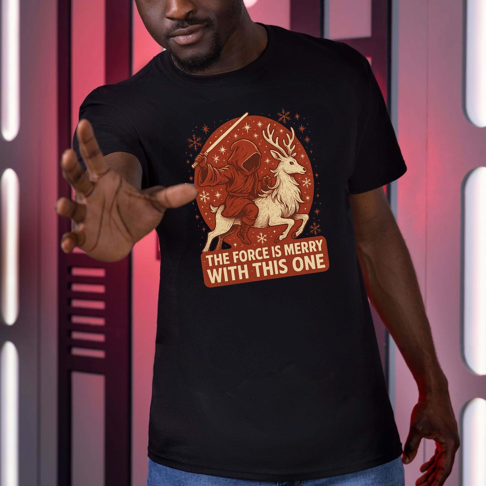 Star Wars Christmas T-Shirt: Jedi Reindeer, Funny Ugly Sweater Tee S