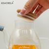 KEMORELA Kitchen Large Capacity Oil Bottle Soy Sauce Seasoning Bottle High Temperature Resistant Material With Bamboo Cover
