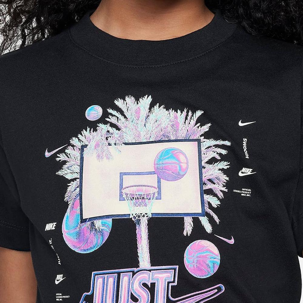 Nike Sportswear Printed Letter Casual Round Neck Short Sleeve T-Shirt Kids Tops Black FV5348-010