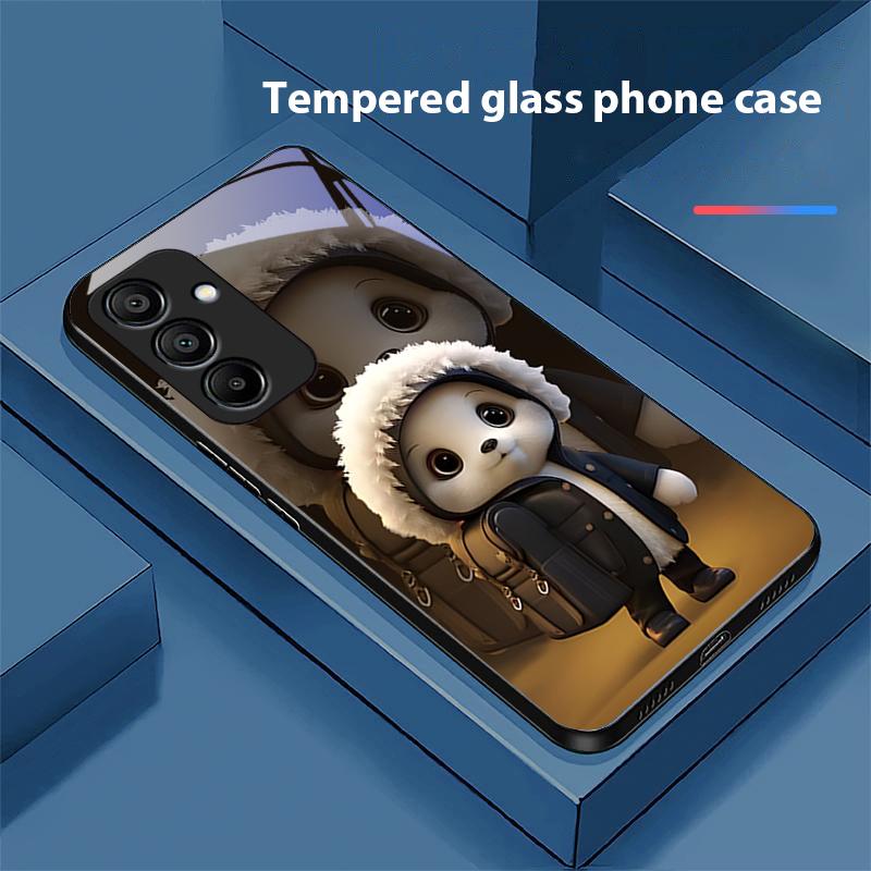 

Милый Маленький Панда Белый Чехол для Телефона из Закаленного Стекла Черного Цвета для Samsung Galaxy A15 5G 54 4G 51 50 24 35 90 71 12 51 53 52S 80 22 34 For Samsung A34 5G