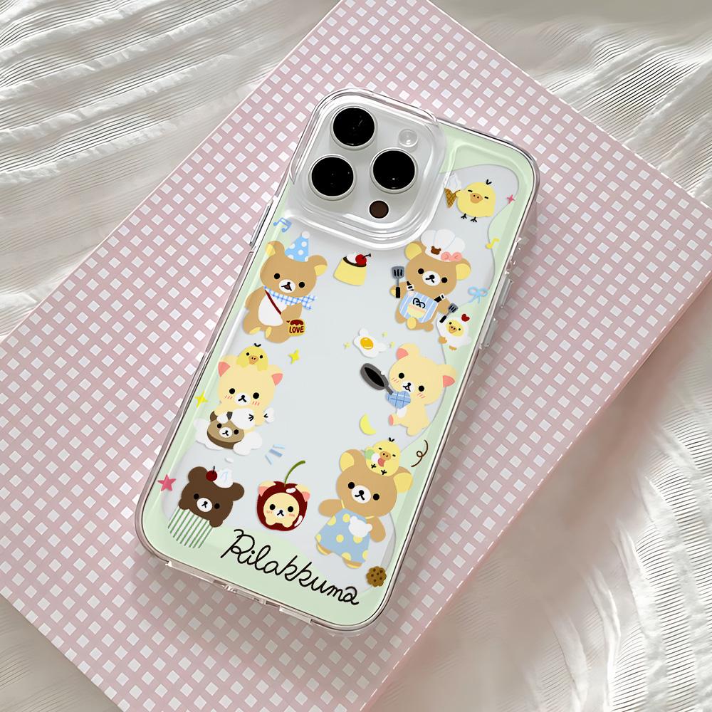 Rilakkumas Cartoon Bear Phone Case For Samsung Galaxy S25 S24 S23 S22 S21 S20 FE Note 20 10 Edge Plus Ultra Lite 5G Back Cover