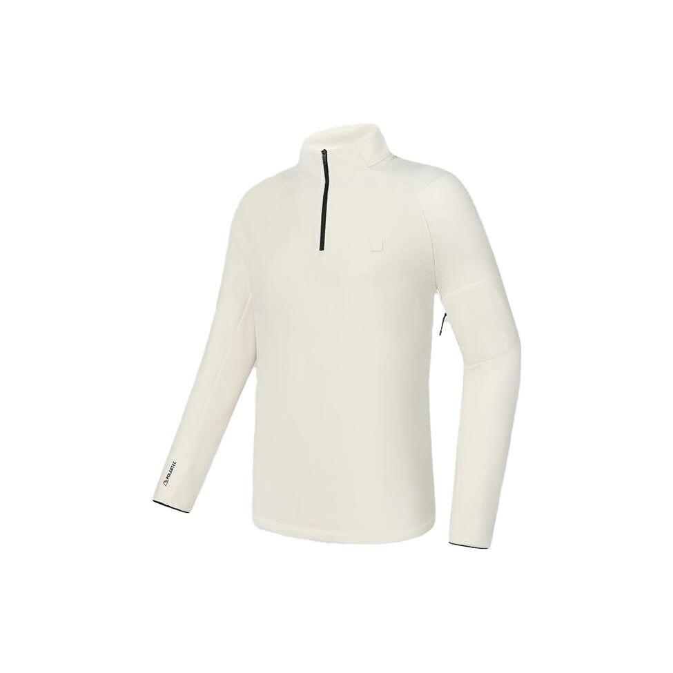 FILA Solid Color Stand Collar Pullover Sports Leisure Knitted Long Sleeve T-Shirt Men Tops Asparagus-White A11M347205F-IV