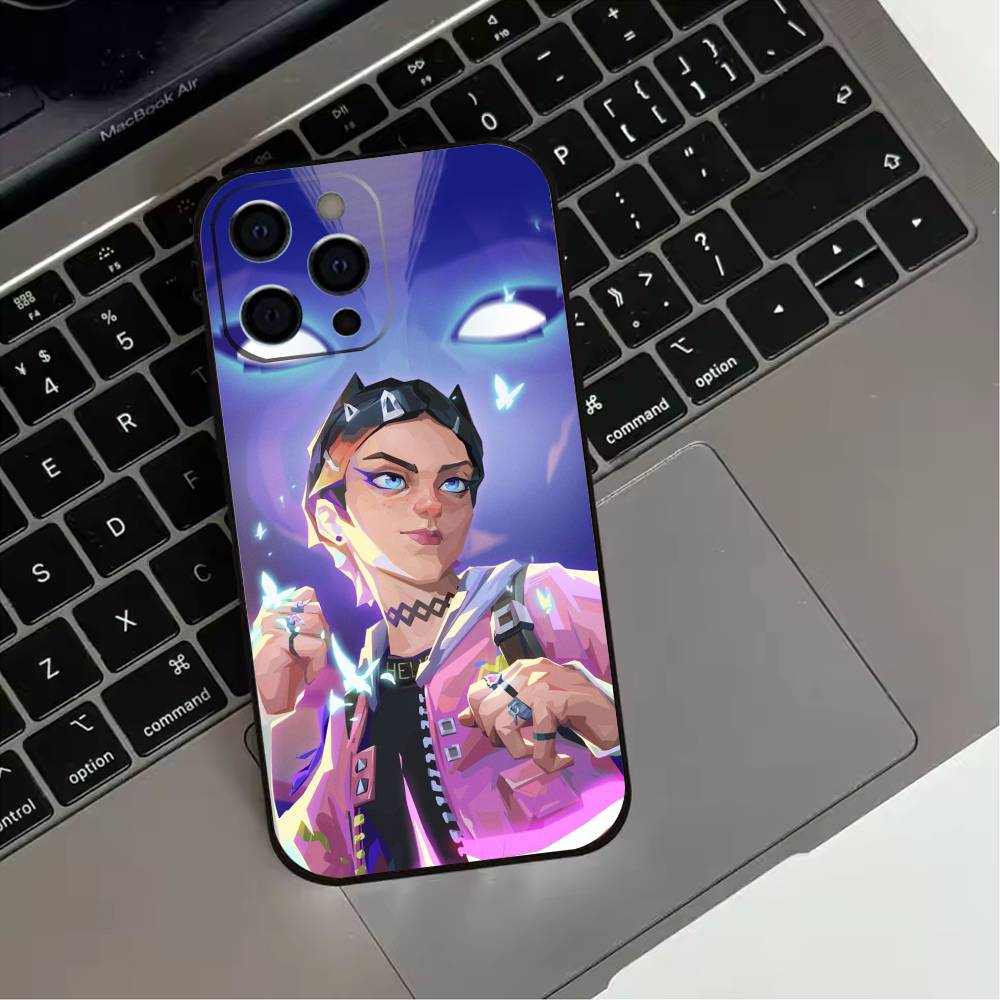 Popular V-Valorant C-Clove Phone Case For iPhone 17,16,15,14,13,12,11 Plus,Pro Max,XS,Soft Silicone Black Cover