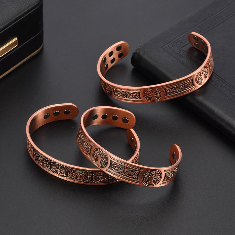 Tree of Life Pattern Magnetic Copper Bracelet In Antique Bronze