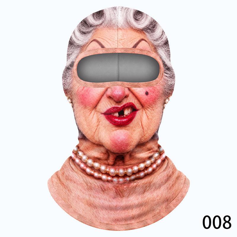 Funny Old Man Ski Mask Realistic Face Summer 3D Printed Full Face Mask For Skiing Snowboarding Outdoor Sports