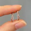 Huitan Rose Gold Color Women Hoop Earrings Cross Design Trendy Party Elegant Lady Wedding Accessories Inlaid Shiny CZ JewelryGood product