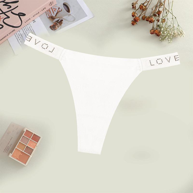 Women's Sexy Leopard Underwear Rhinestone Letter Belt Thongs Female Seamless Stretchy Panties 14 Colors Low-Waisted Lingerie