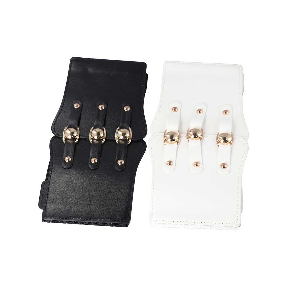 All-match Metal Buckle PU Leather Cummerbund Elastic Waist Strap Wide Waistband Skirt Decorations