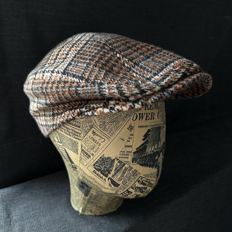 Nieuwe Trendy Vintage Geruite Newsboy Pet Mannen Vrouwen Retro Tweed Platte Ivy Chauffeursmuts Warme Wol Geruite Baret Herfst Winter Hoofddeksel