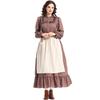 Floral Prairie Dress – Victorian Pioneer Settler Colonial Costume – Long Sleeve Maxi Gown for Historical Reenactment & Cosplay